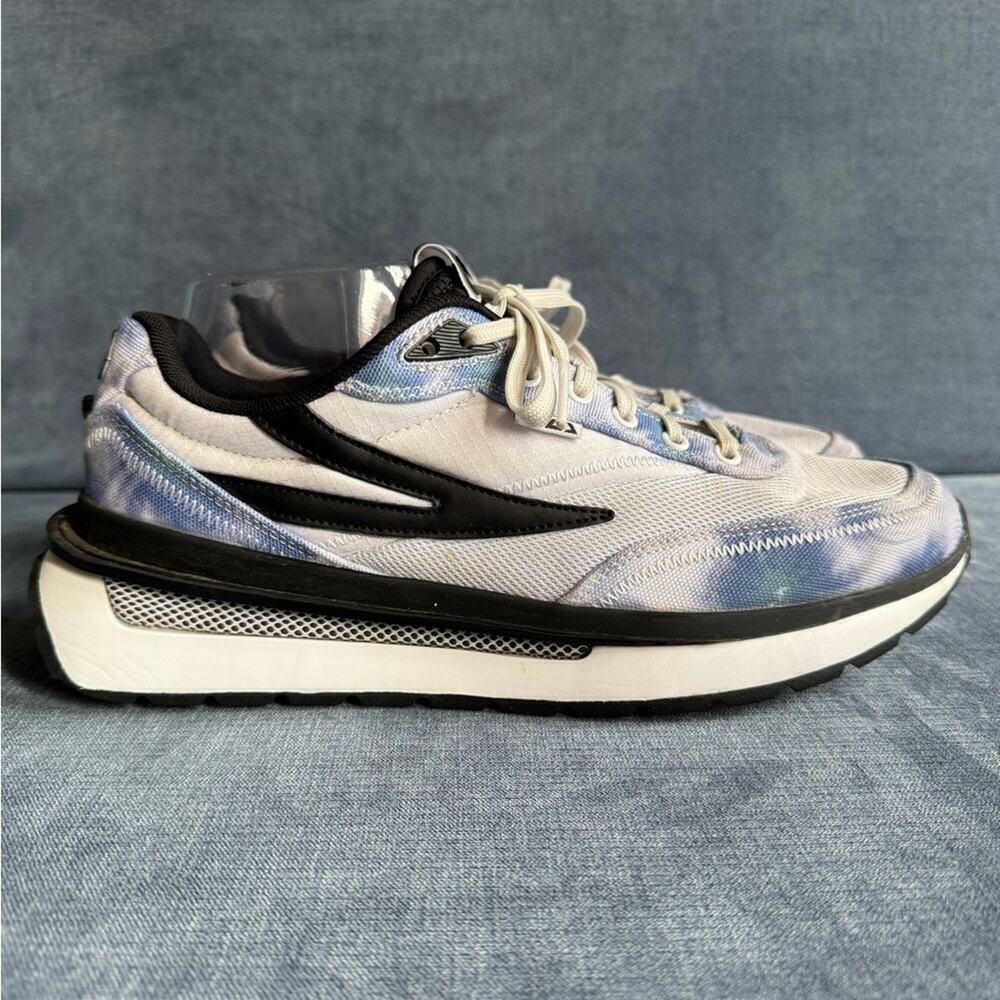 Fila Womens Renno Tie Dye Sneakers SZ 11 Lace Up White Blue Black Casual Chunky